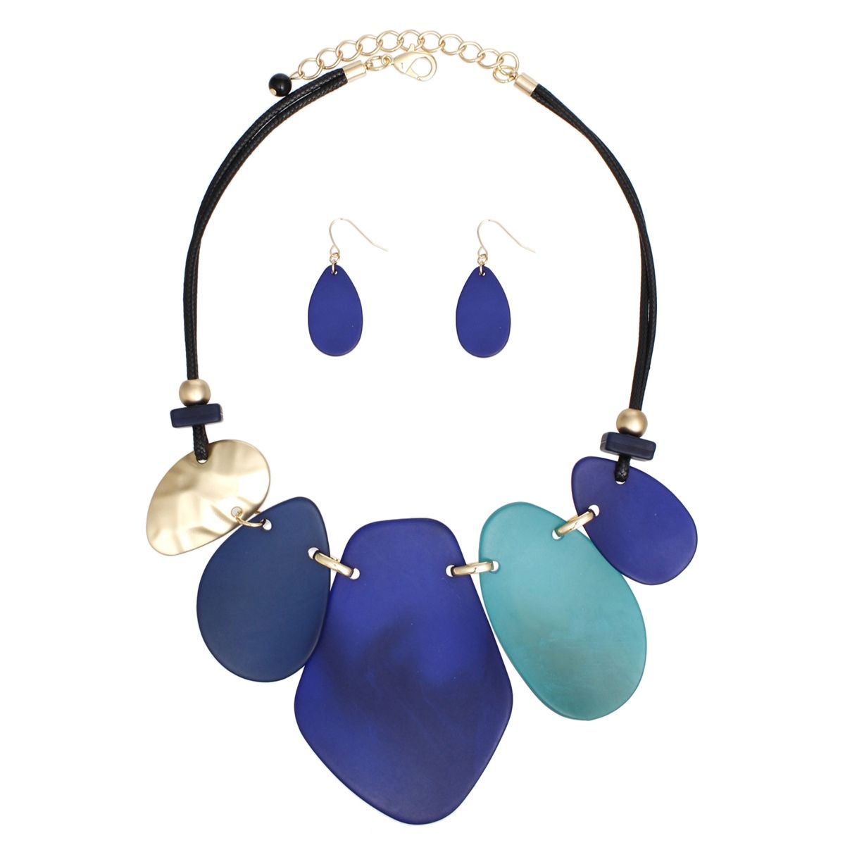 Necklace Shades of Blue Bib Set for Women