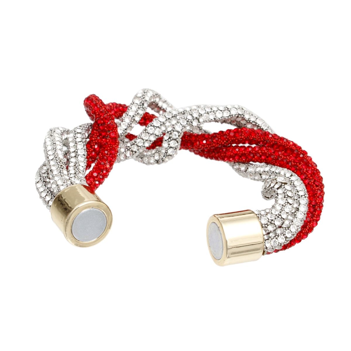 DST Vibrant Red Clear Twisted Tube Bracelet Women
