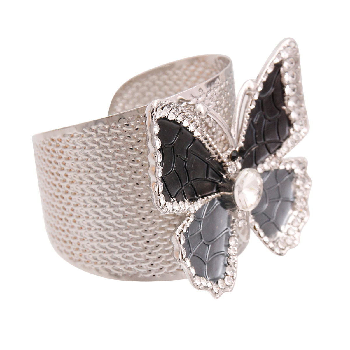 Rigid Metal Black Butterfly Cuff