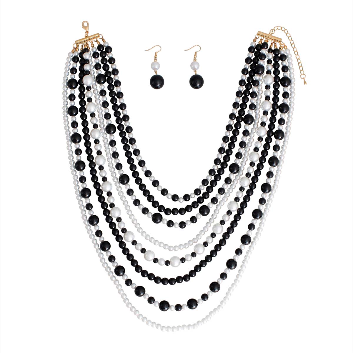 Black White Pearl 8 Strand Set
