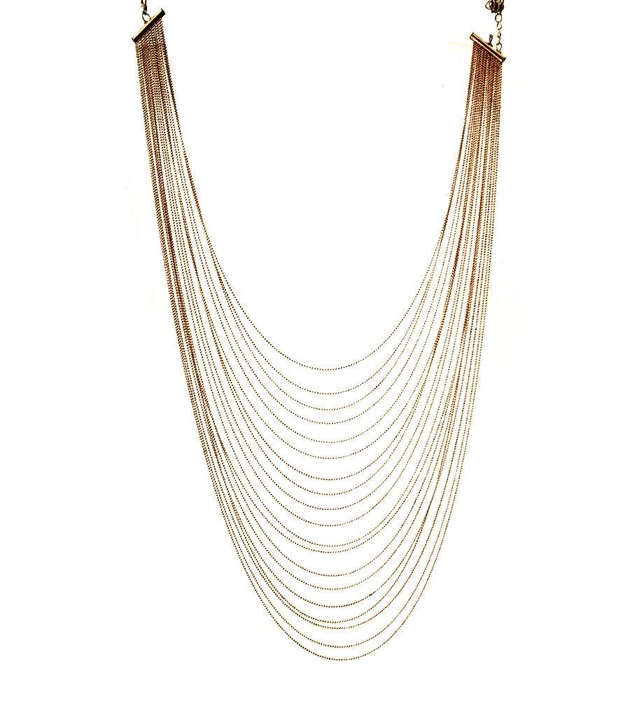 Long Multi Strand Layered Gold Chain Necklace Set