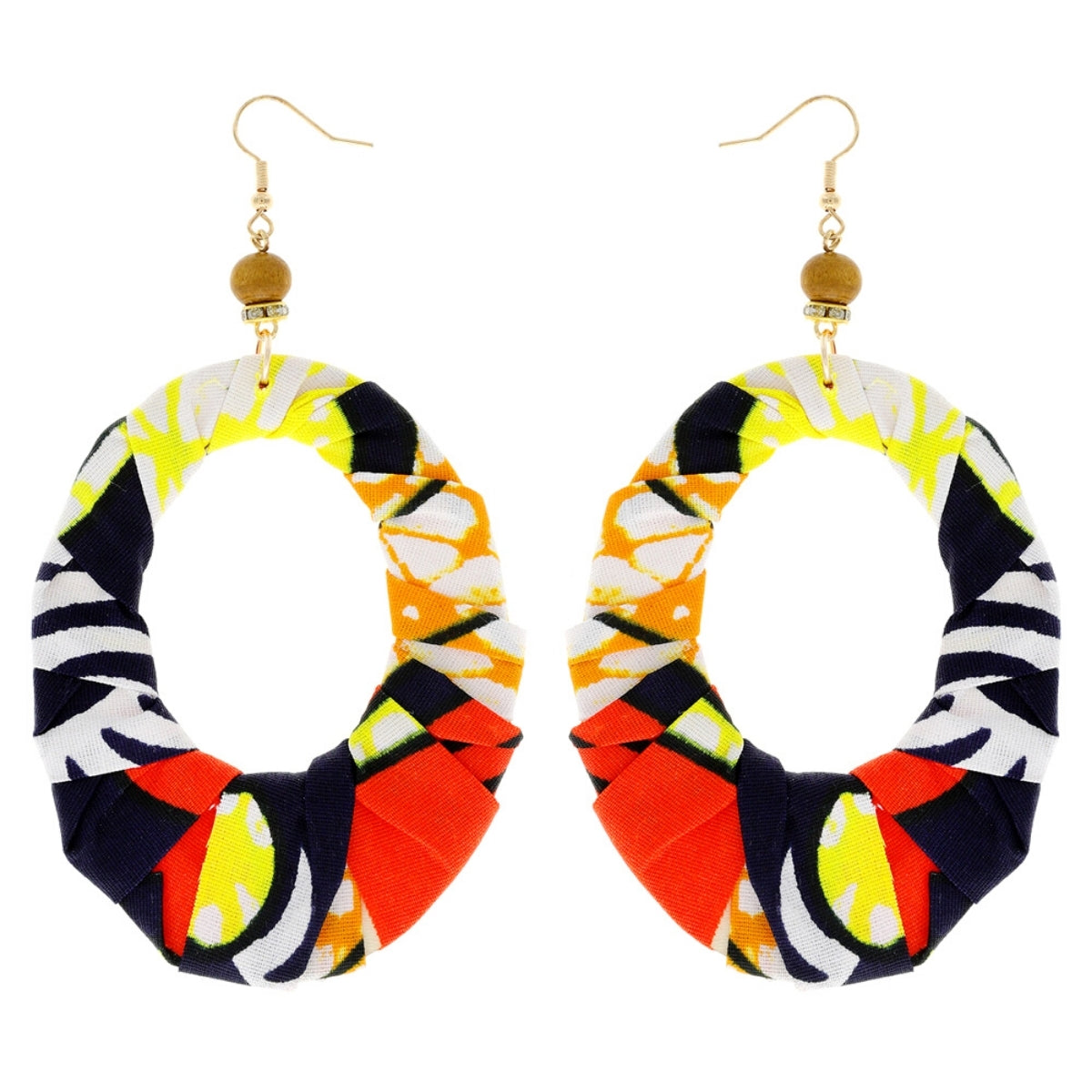 Orange Afrocentric Teardrop Earrings