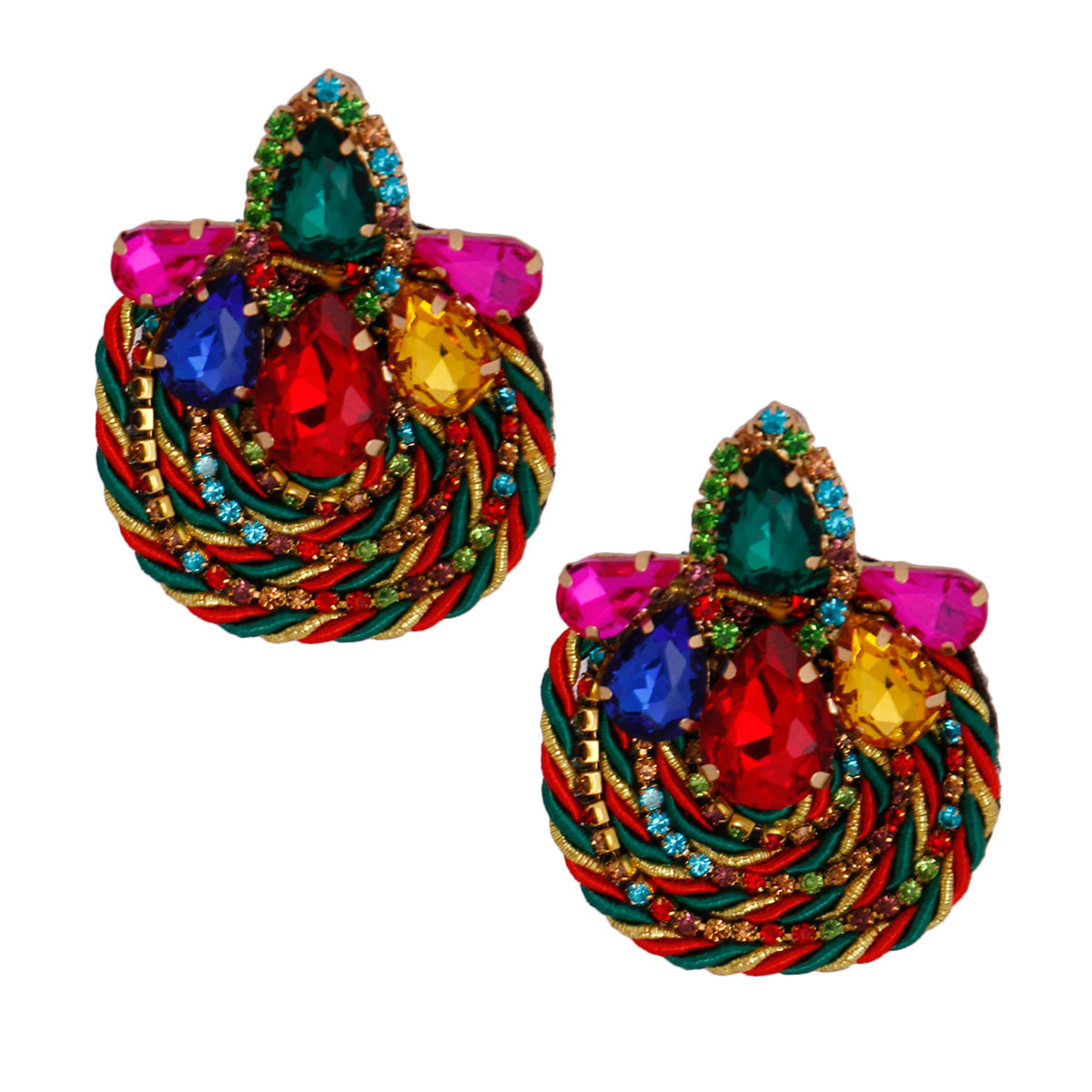 Multi Color Teardrop Round Woven Studs