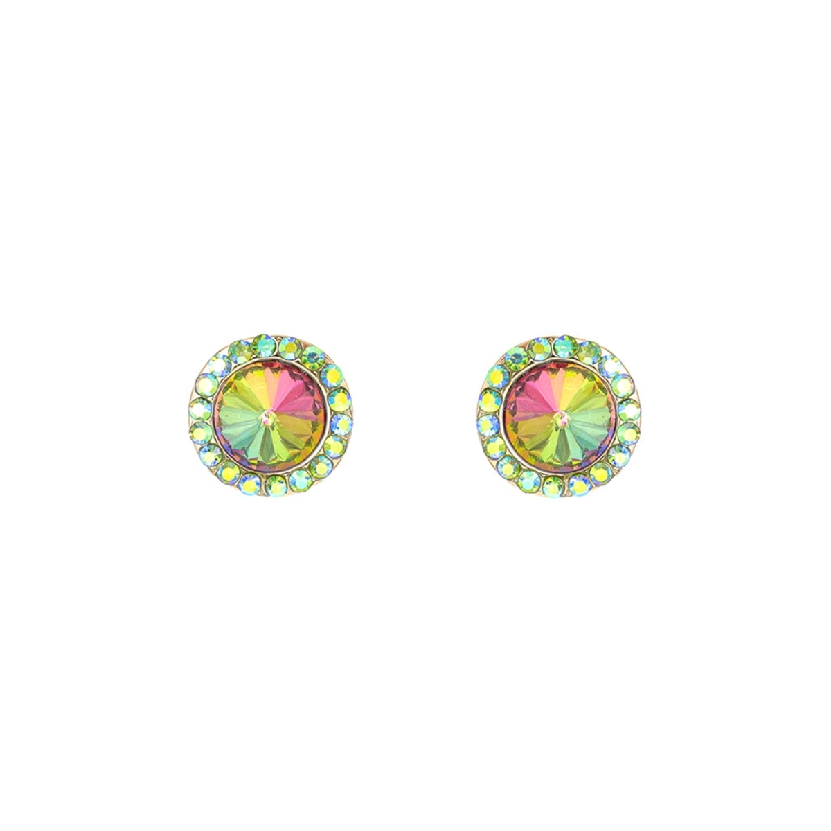 Mixed Pink Green Crystal Studs