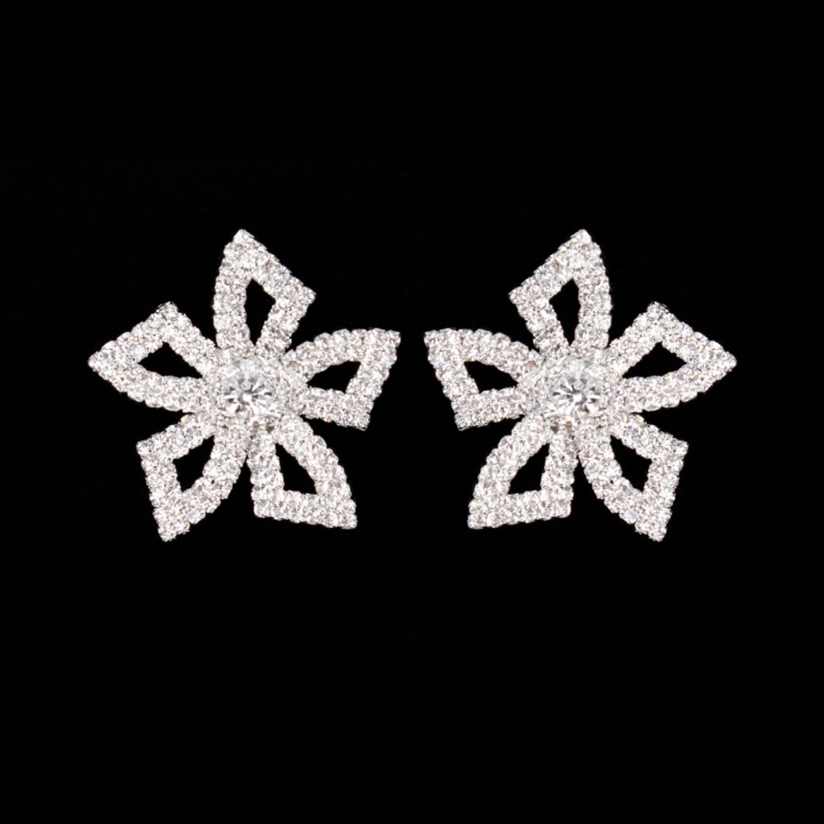 Silver Pave Stone Bow Studs