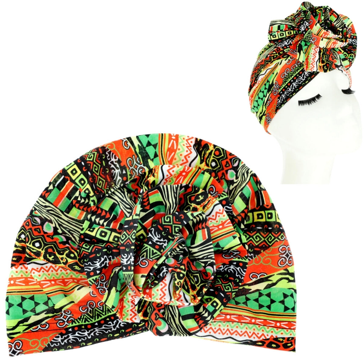 Olive African Print Knot Turban