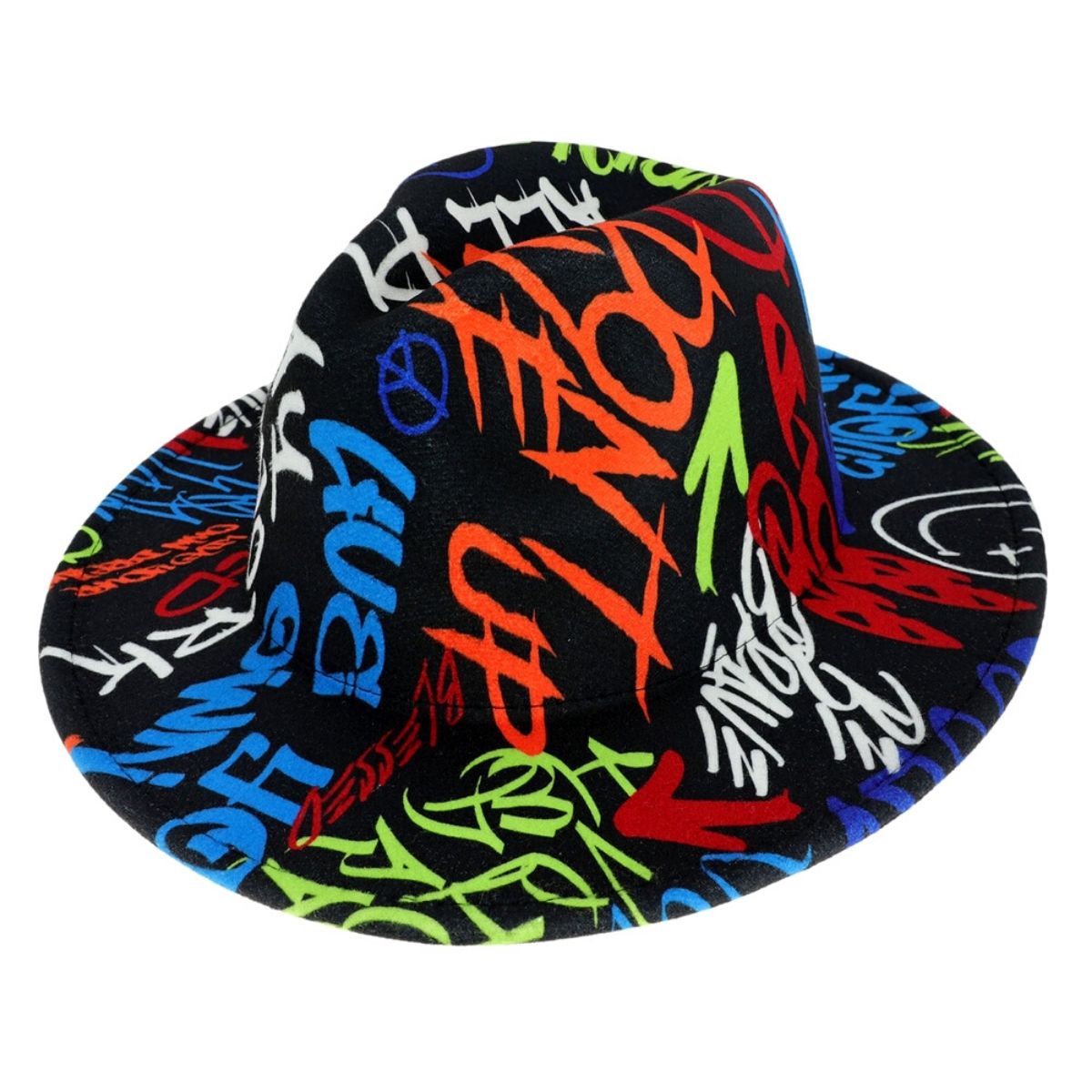 Black Graffiti Fedora Hat