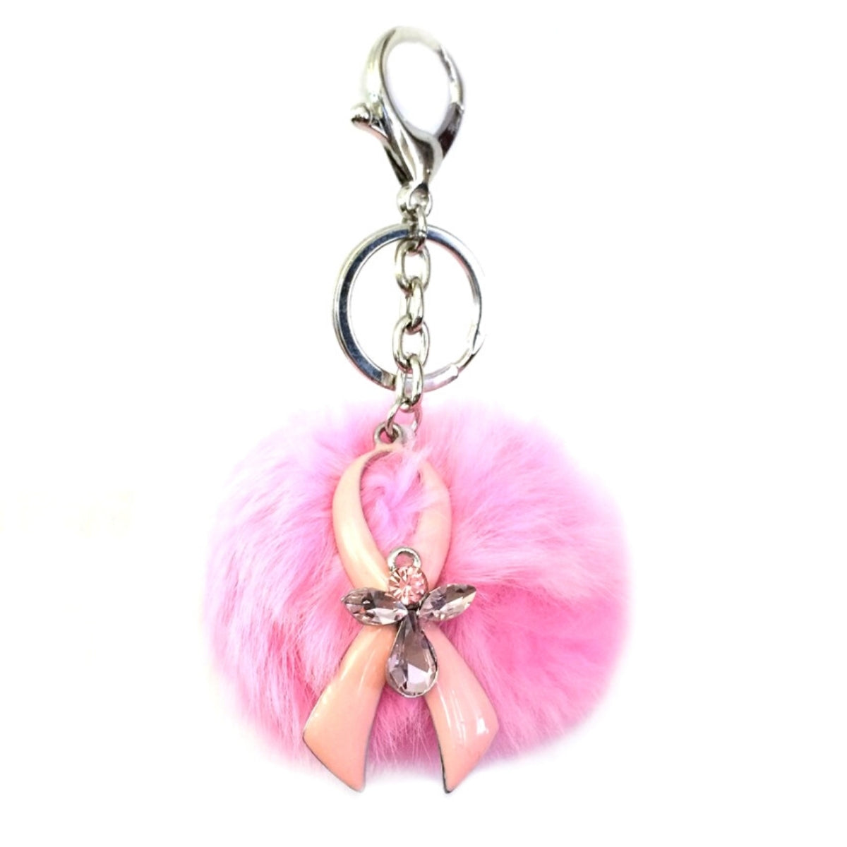 Pink Poof Breast Cancer Keychain