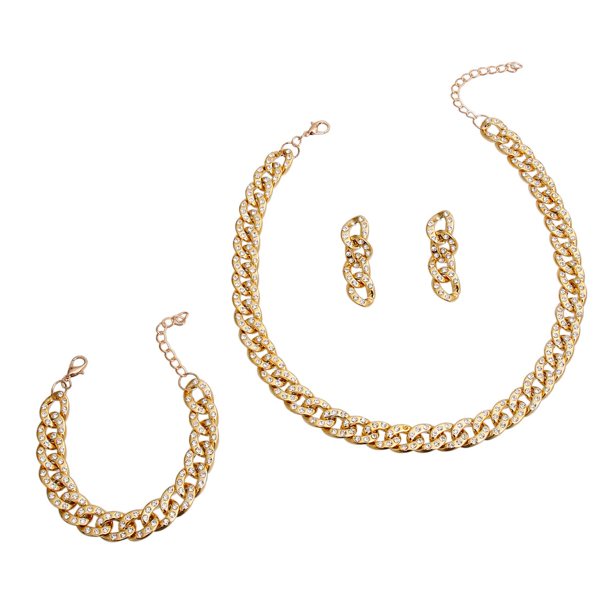 Gold Cuban Chain and Bracelet Set