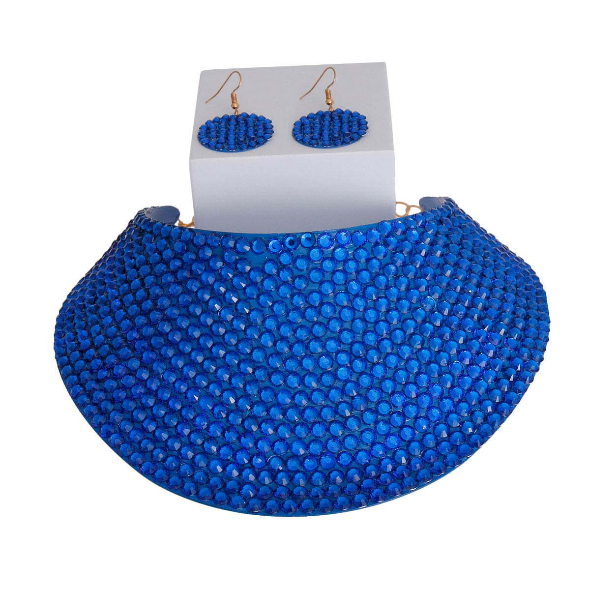 Royal Blue Rhinestone Armor Collar Choker Set