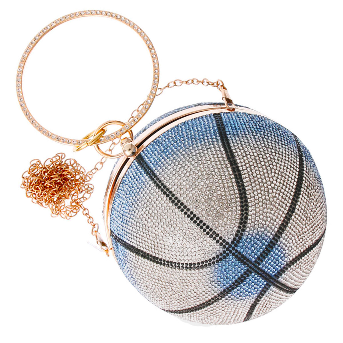 Blue Rhinestone Basketball Clutch