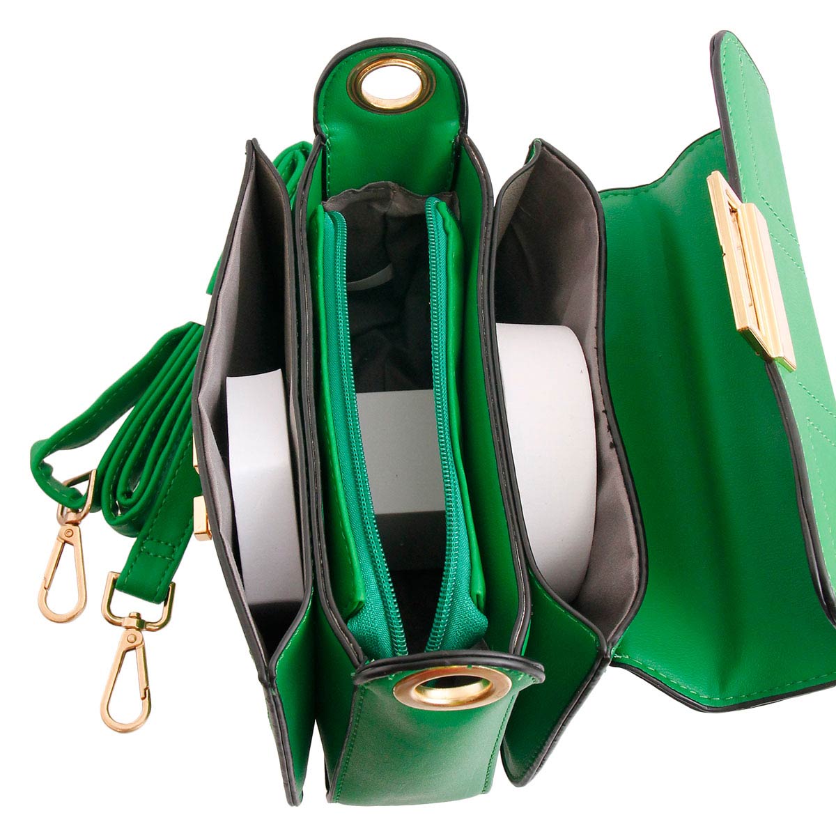 Green Leather Square Crossbody