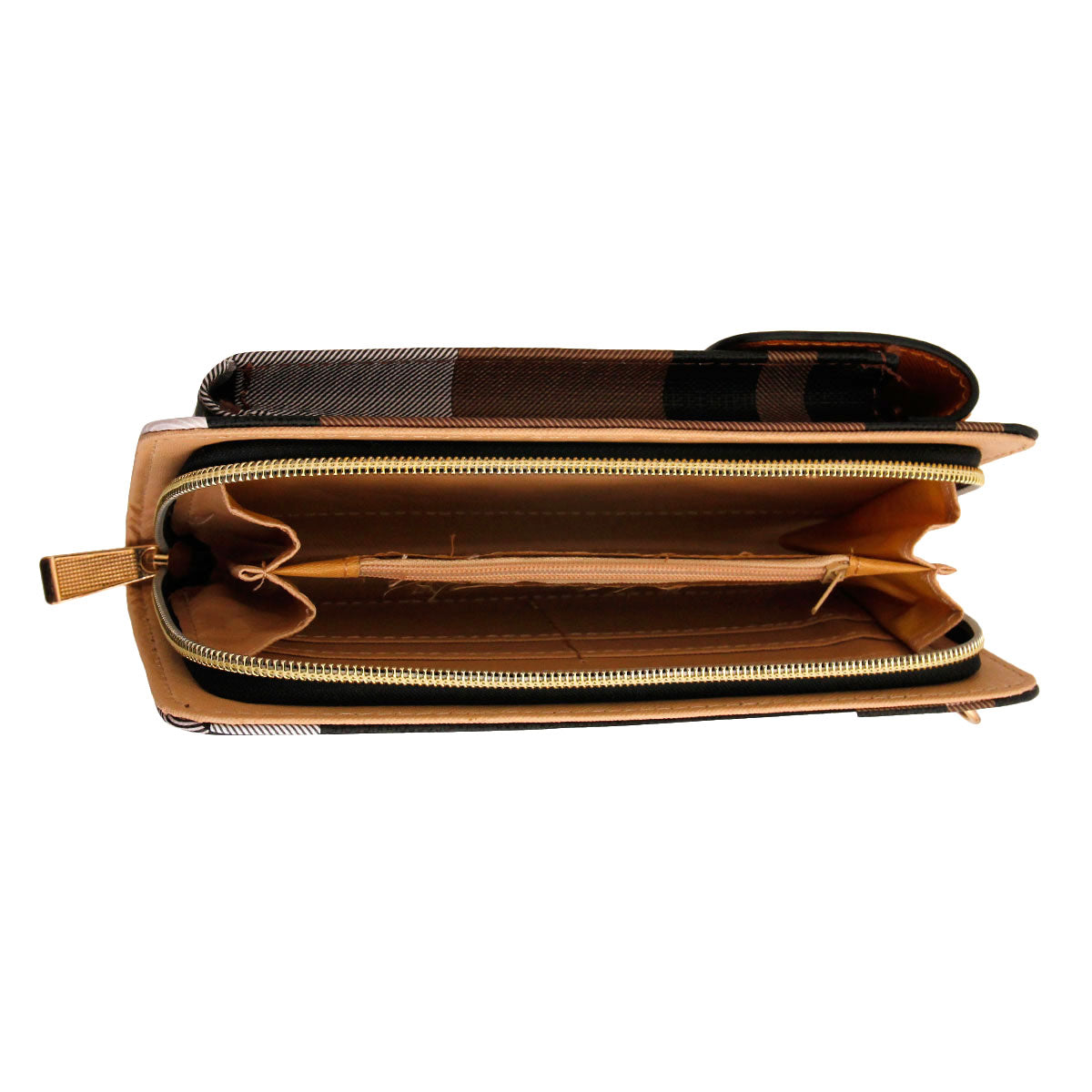 Brown Plaid Cellphone Wallet