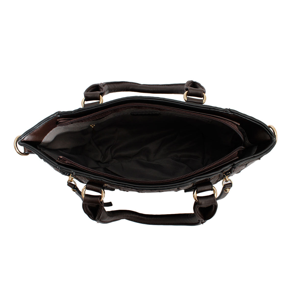 Dark Brown Croc Tote Pouch Set