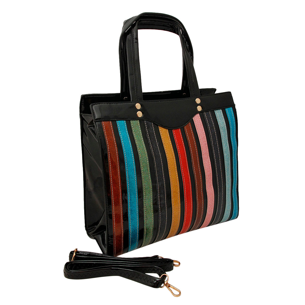 Glitter Stripe Tote Handbag