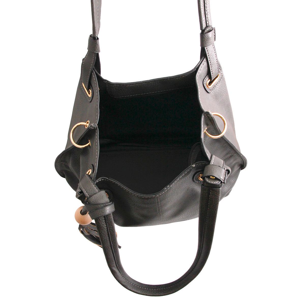 Soft Gray Faux Leather Hobo Bag