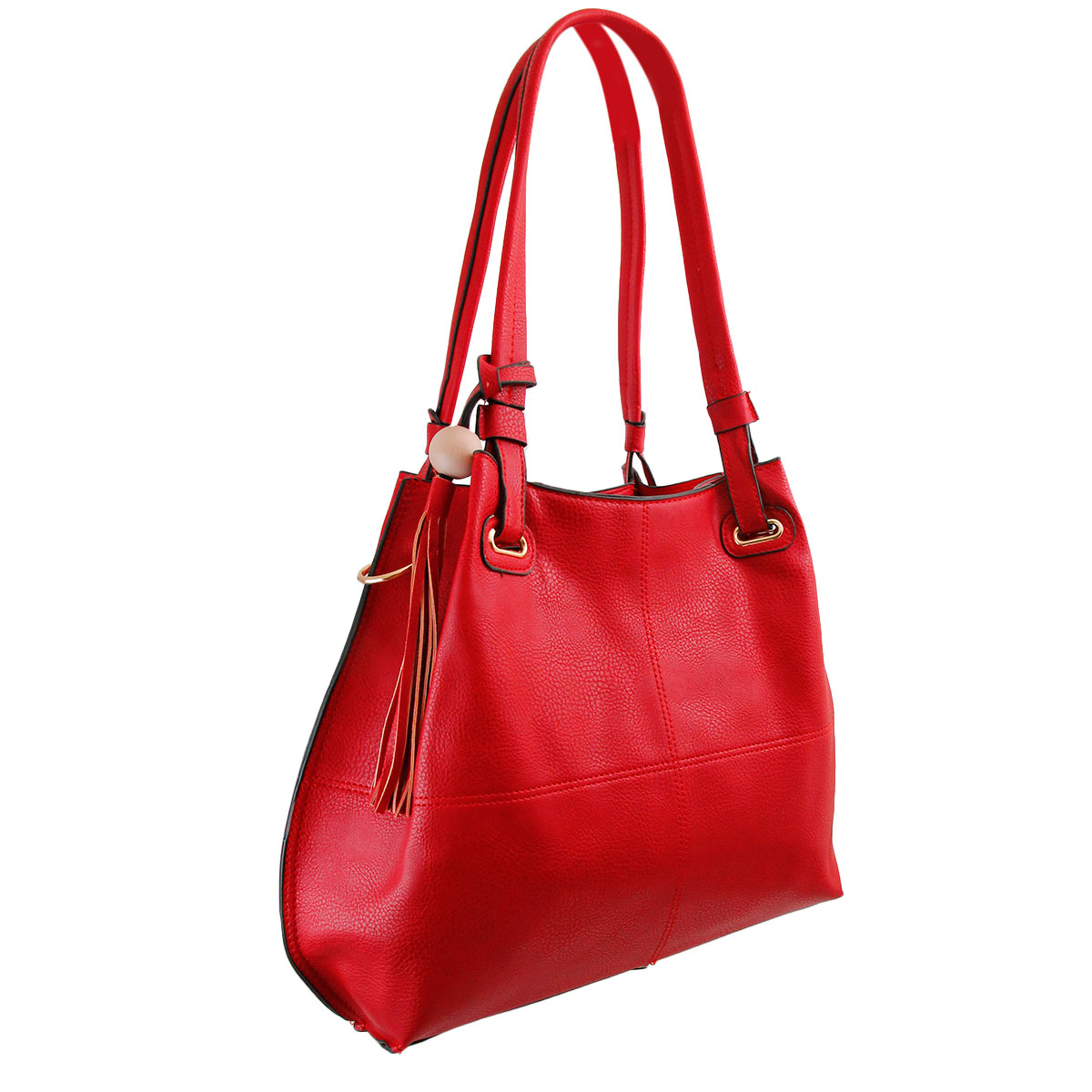 Soft Red Faux Leather Hobo Bag