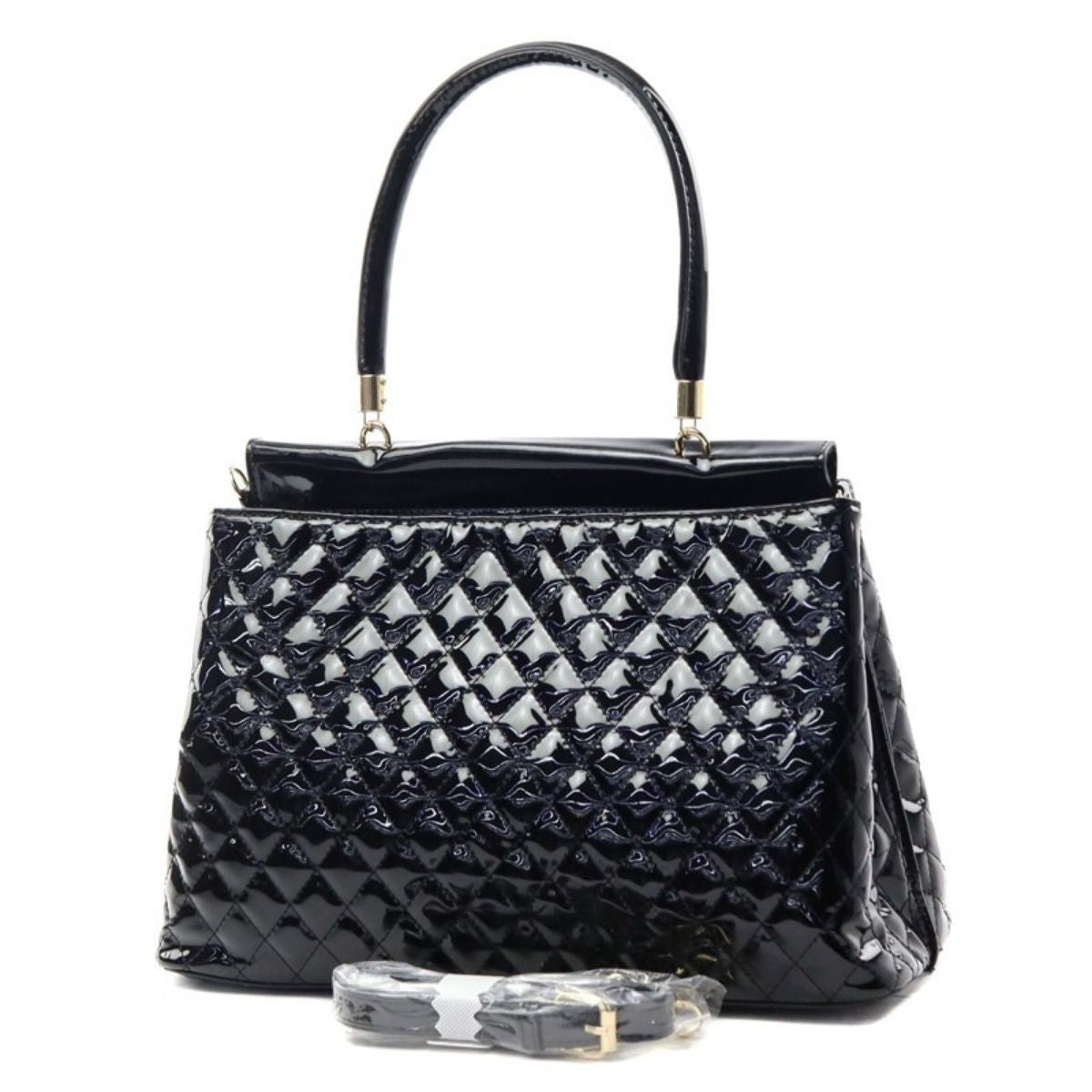 Black Quilted Queen Tote Handbag