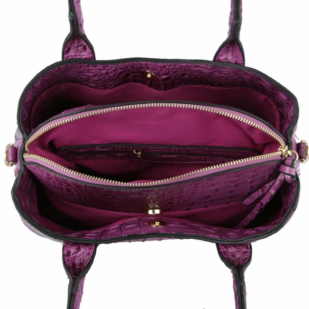Purple Crocodile Tote and Clutch Set