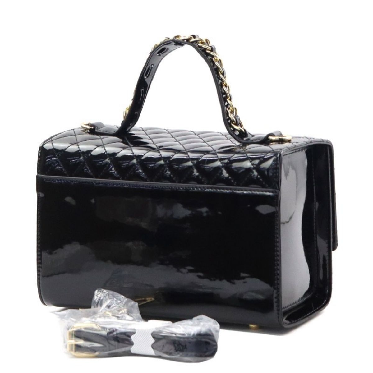 Shiny Black Quilted Queen Satchel Set
