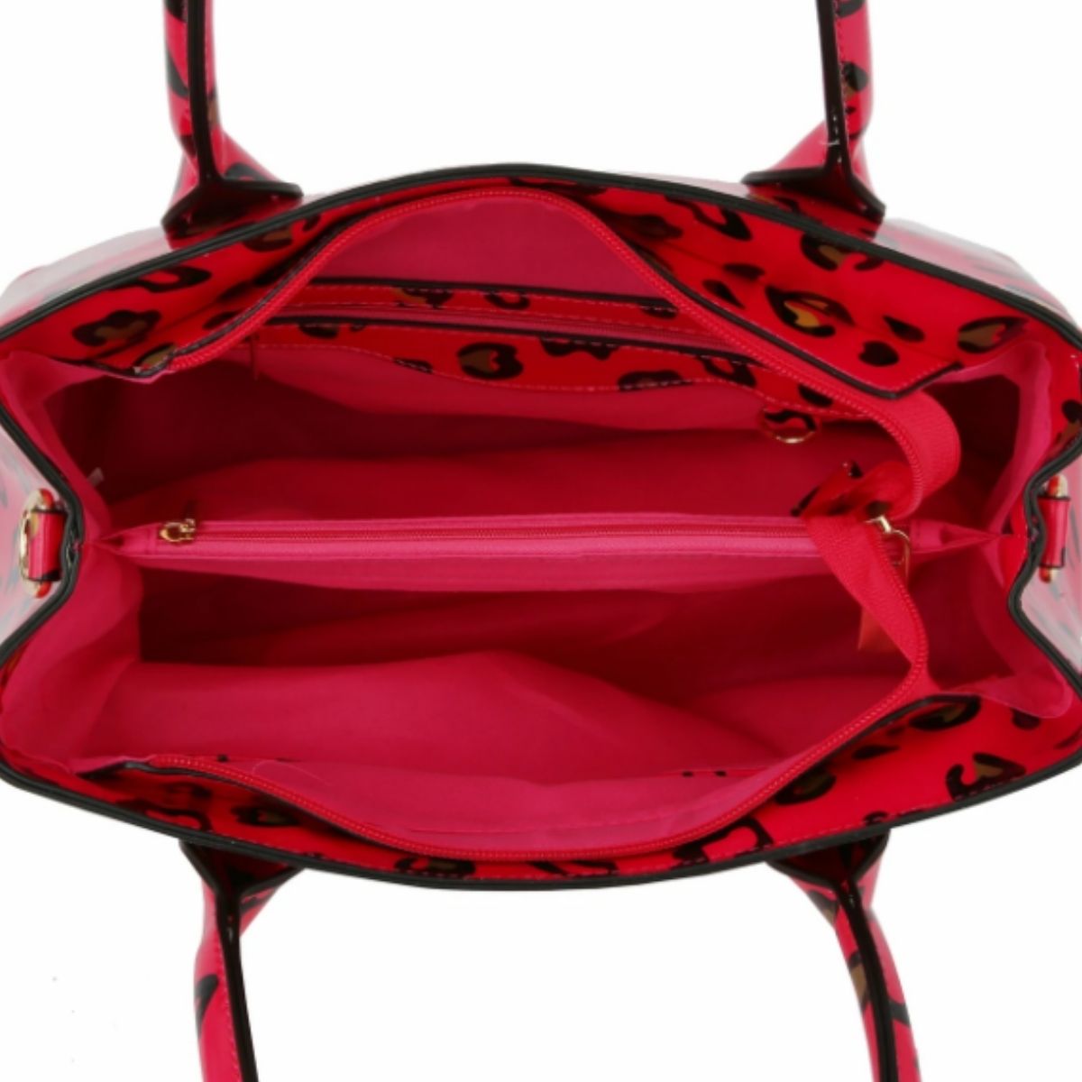 Fuchsia Leopard Patent Handbag Set
