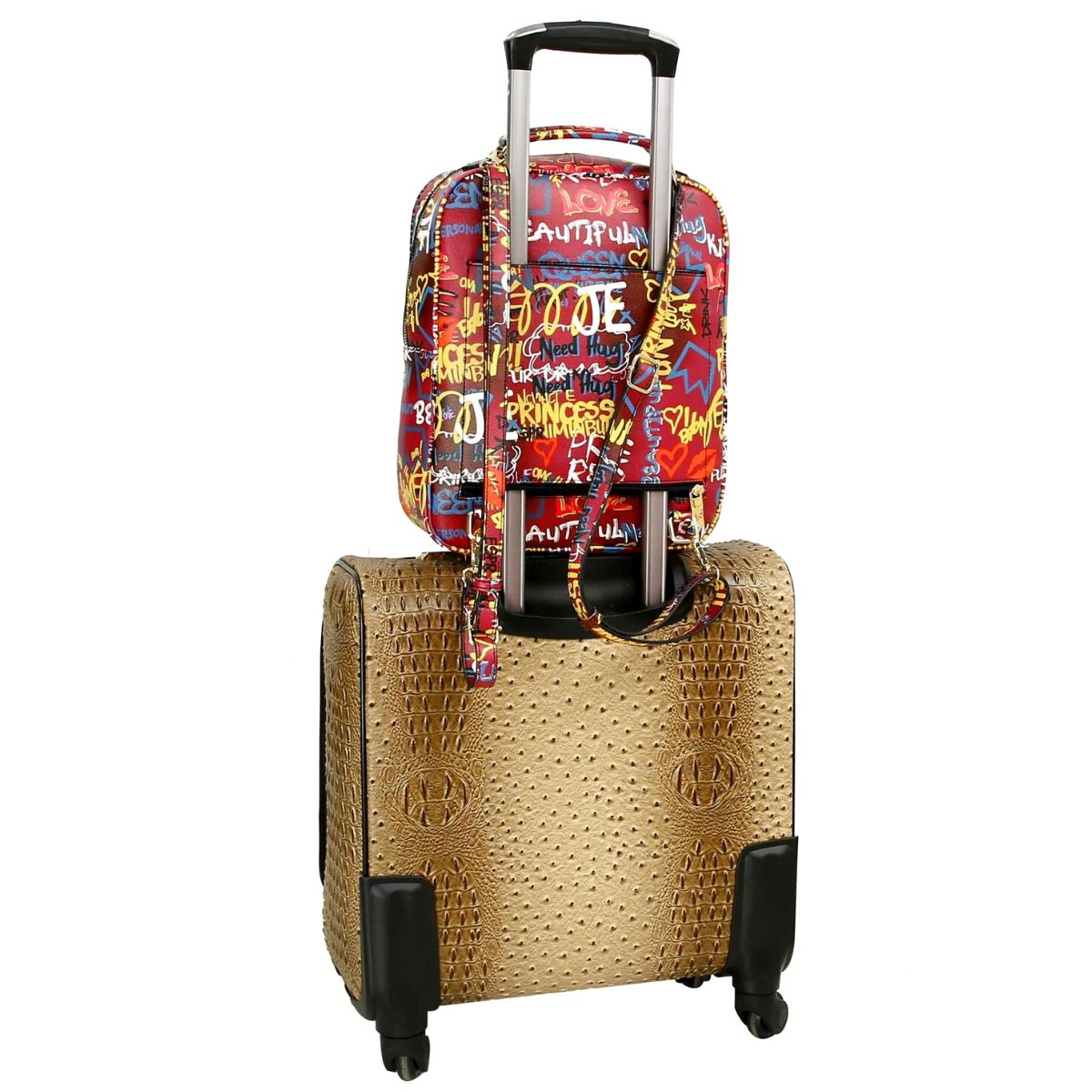 Red Grafitti Trolley Sleeve Backpack