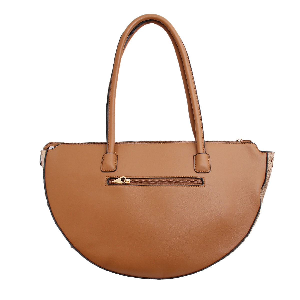 Light Brown Croc Half Moon Tote Handbag