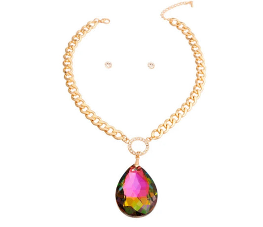 Teardrop Necklace | gold multi