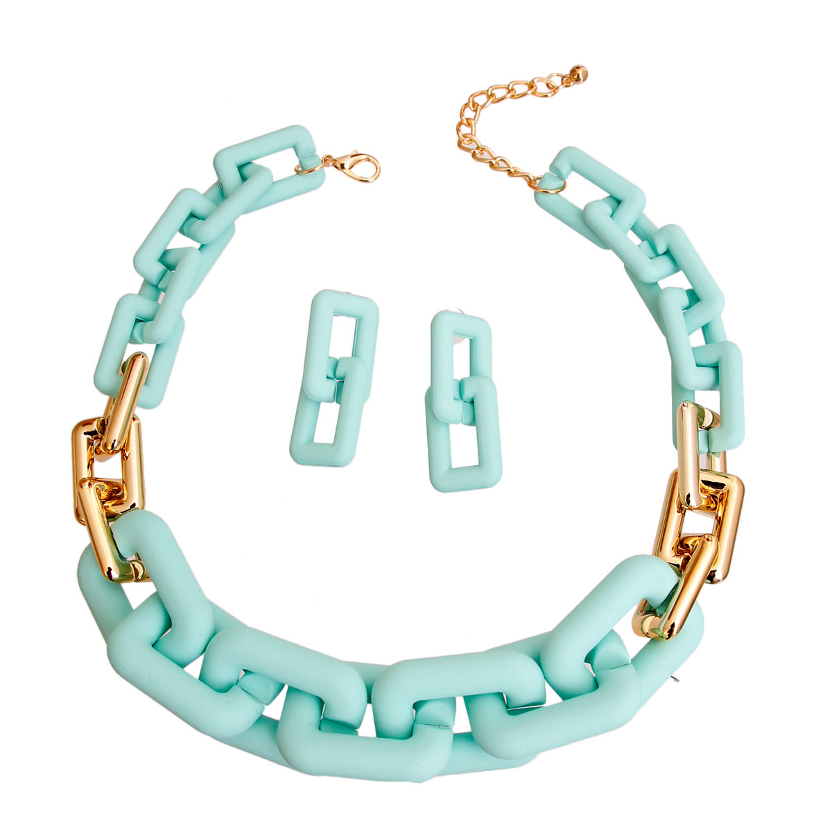 Mint Rubber Rectangle Link Chain