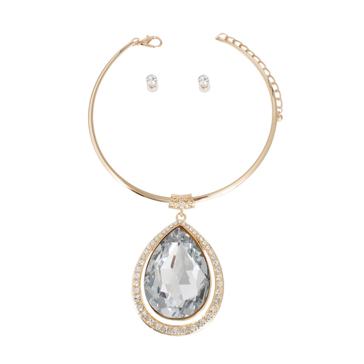 Halo Clear Teardrop Gold Choker