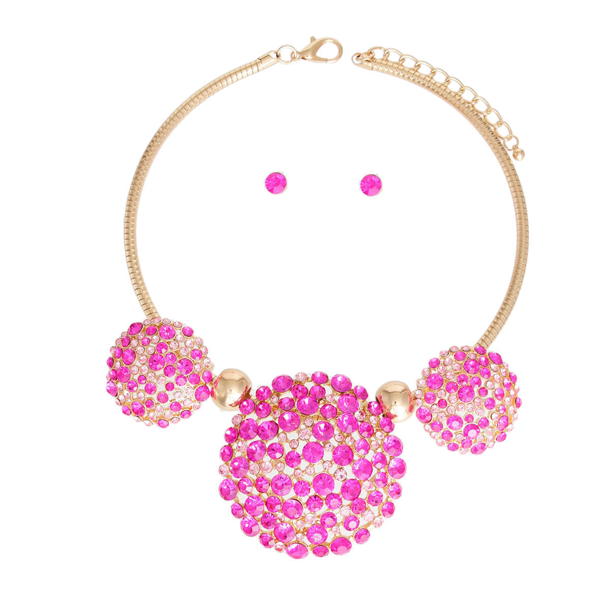 Fuchsia Triple Dome Pendant Set