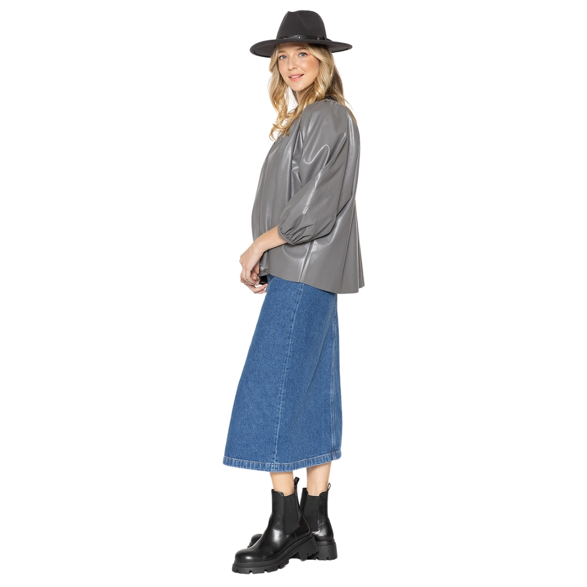 Buckle Gray Wide Brim Fedora