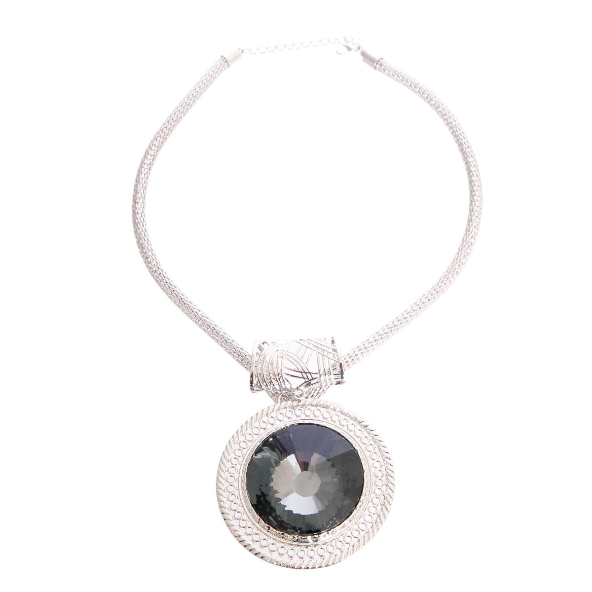 Silver Chain Round Cut Crystal Necklace