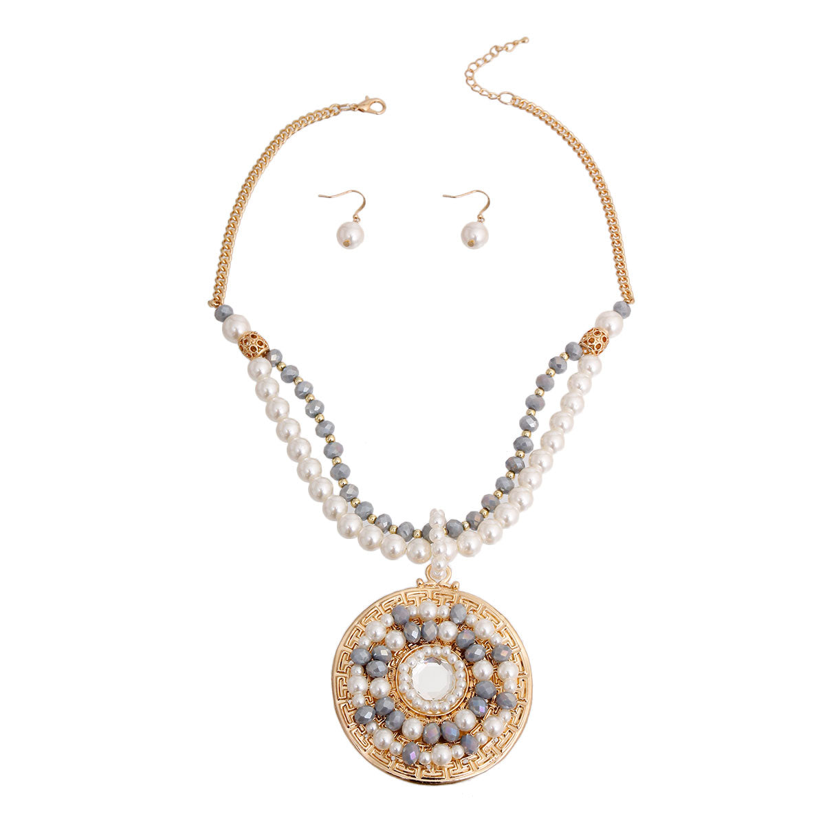 Designer Style Gray Bead Pearl Necklace