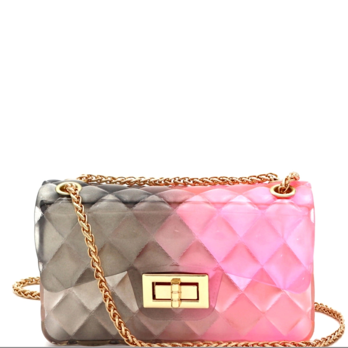 Black and Pink Quilted Jelly Crossbody