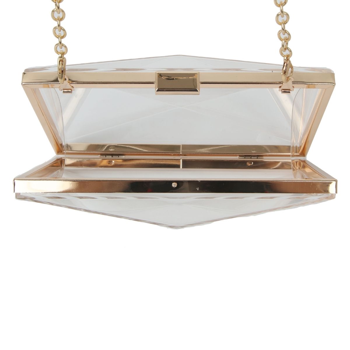 Clear and Gold Hard Case Clutch