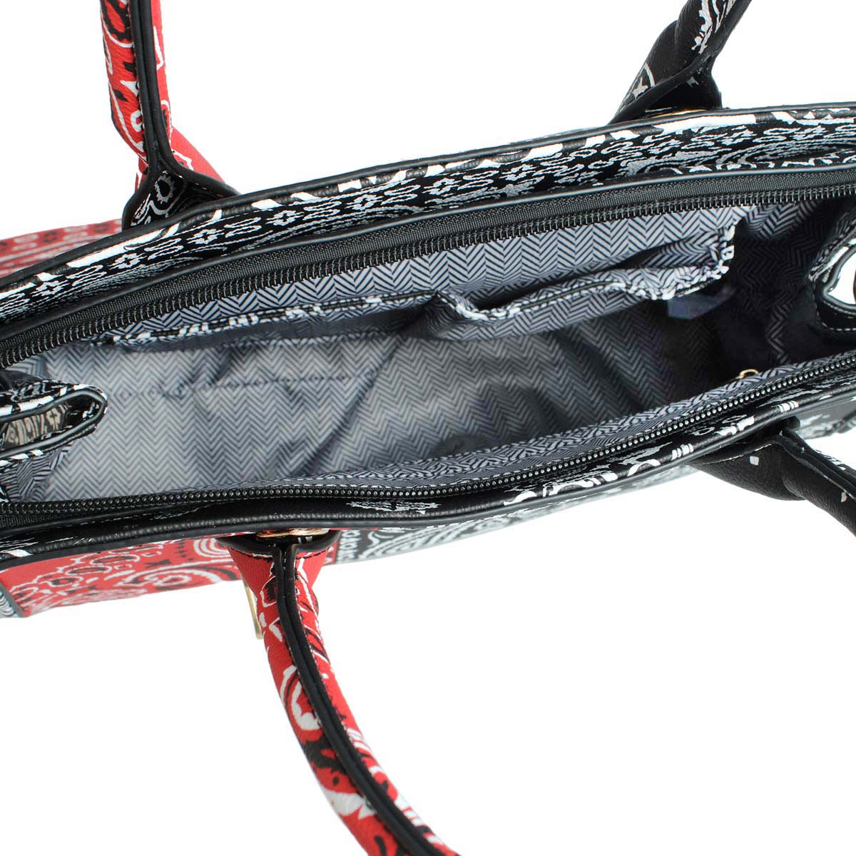 Black and Red Paisley Print Tote Handbag