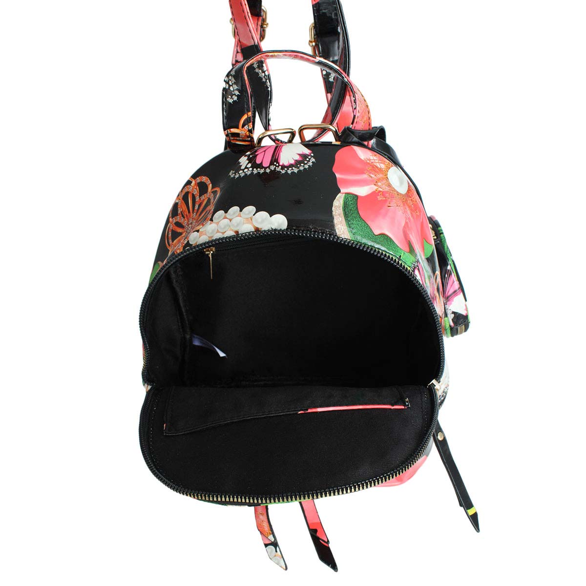 Black Floral Backpack Set