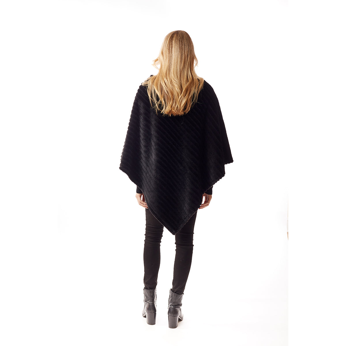 Black Stripe Fur Poncho