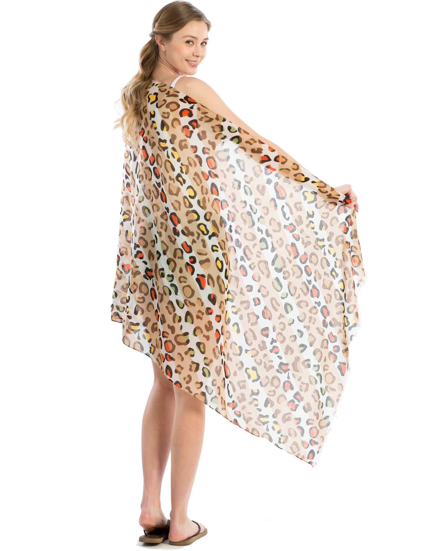 Beige Leopard Lightweight Scarf