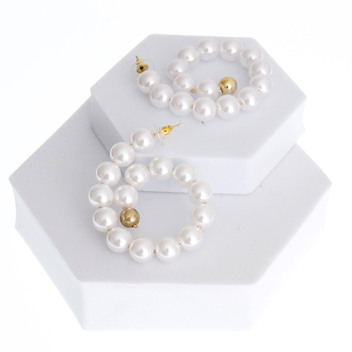 Coiled Cream Pearl Hoops