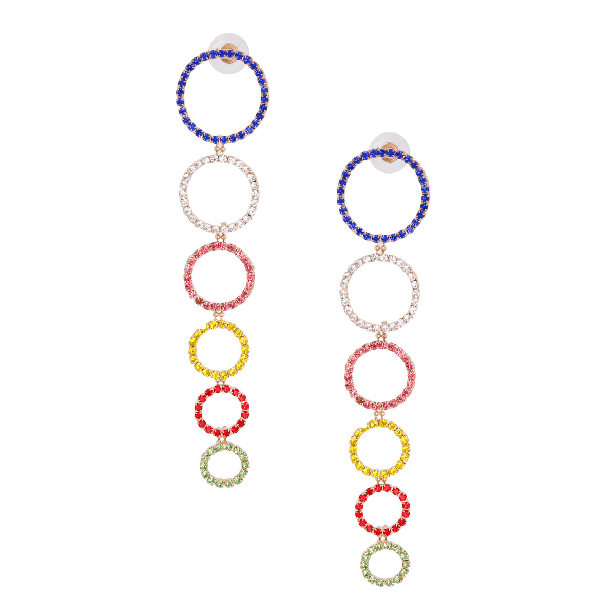Rainbow Stone Drop Ring Earrings