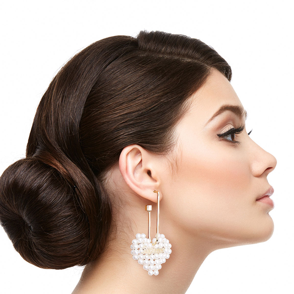 Supreme Pearl Heart Hoops