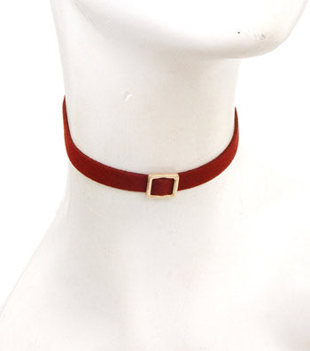 Dozen Burgundy Buckle Chokers