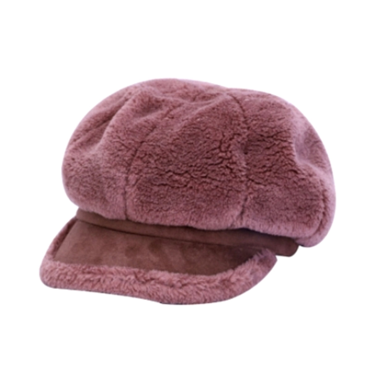 Mauve Fur Newsboy Cap