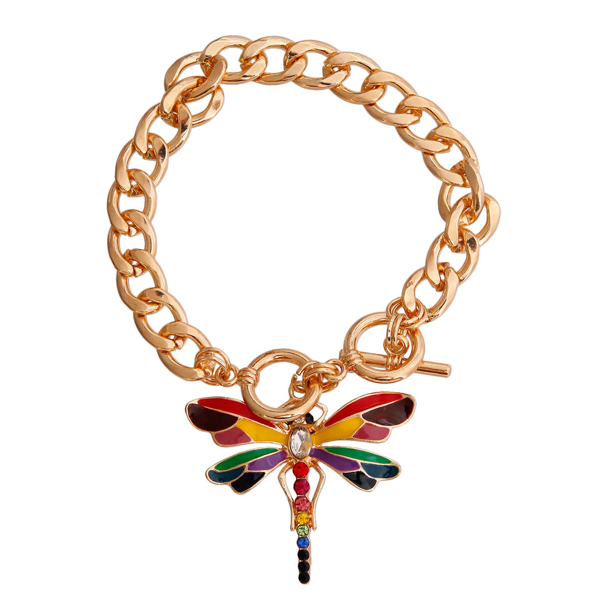 Rainbow Dragon Fly Chain Bracelet