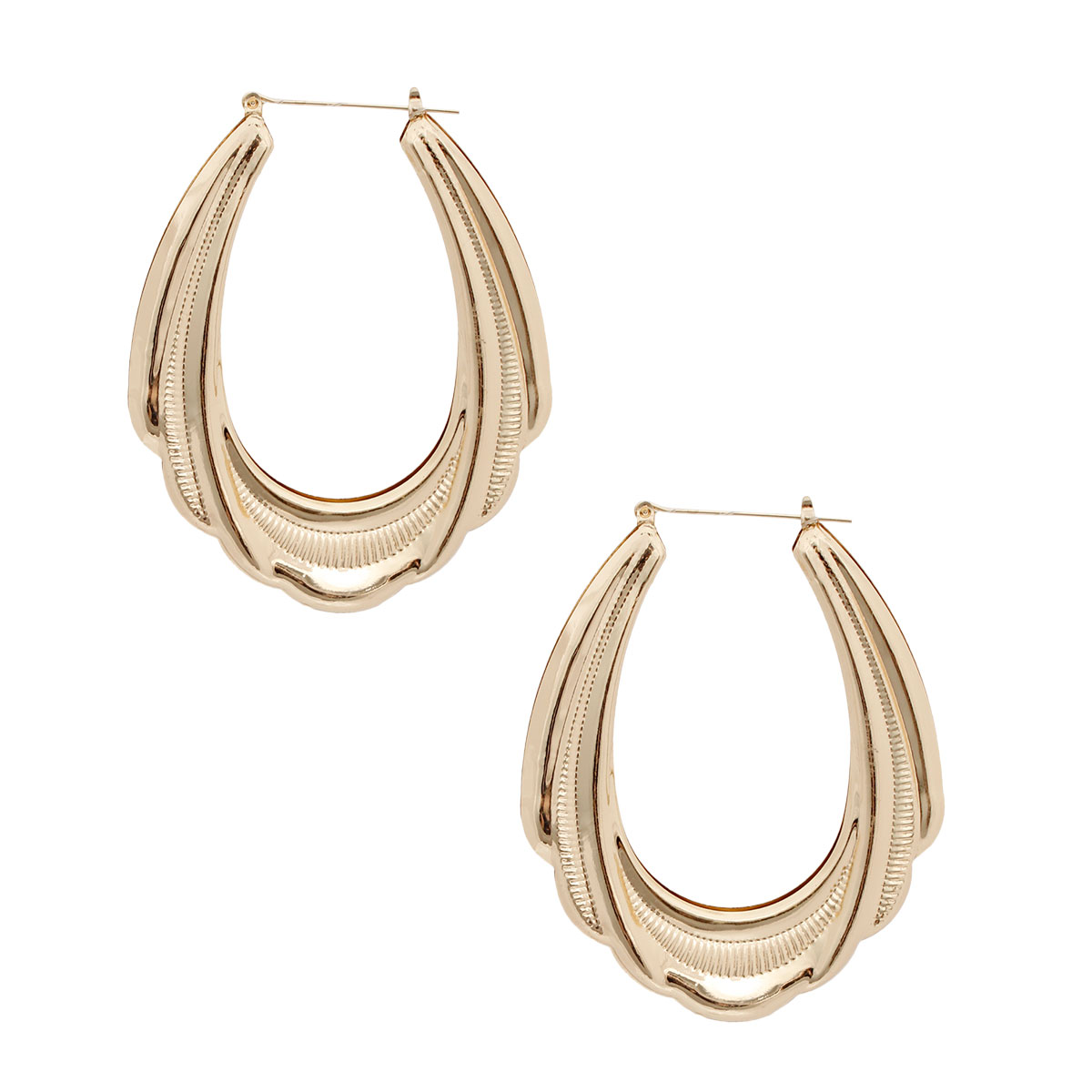 Textured Gold Teardrop Bamboo Hoops