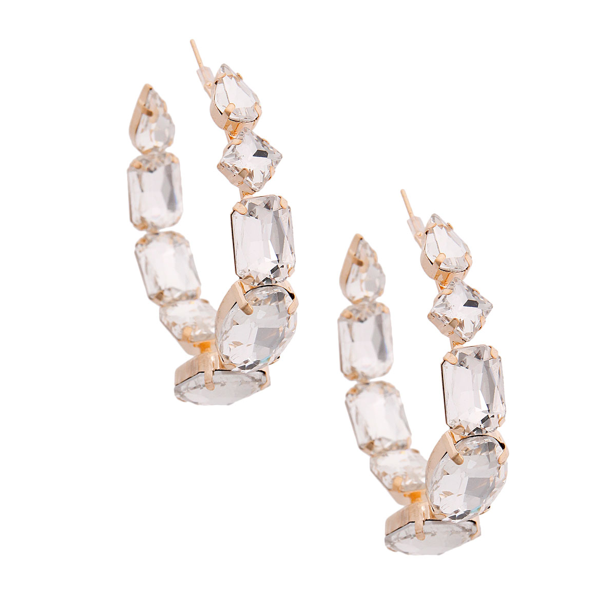 Gold Graduated Crystal Hoops