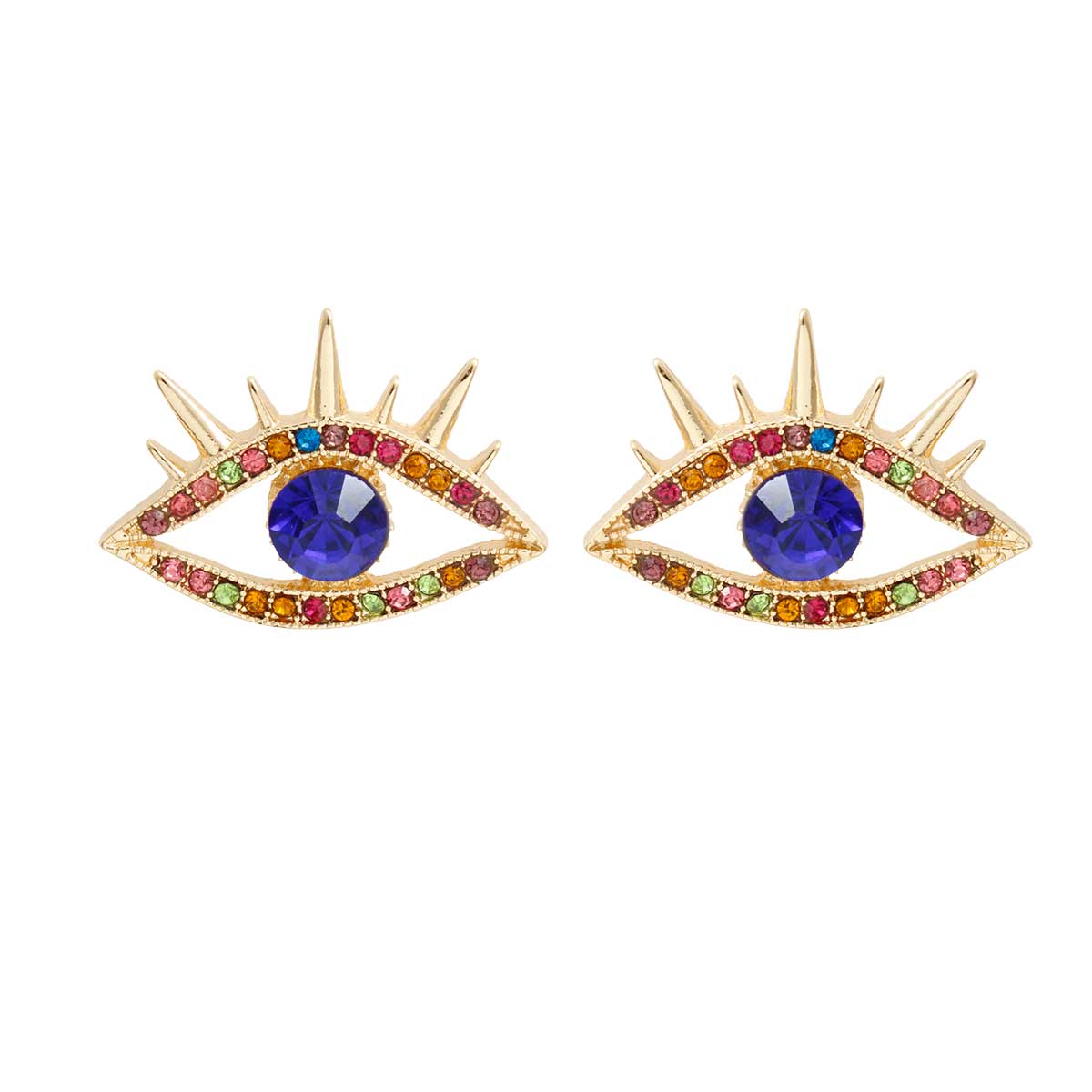 Multi Color Evil Eye Shaped Studs
