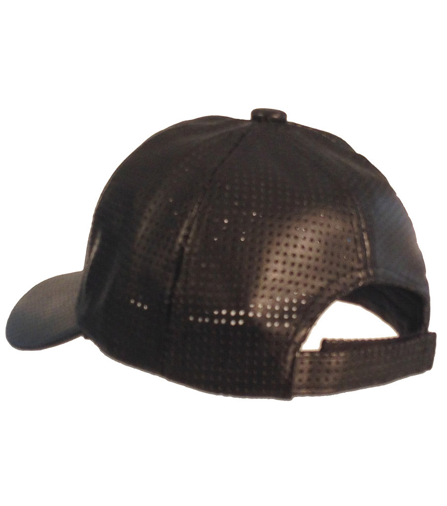 Black Mesh Leather Snapback Cap